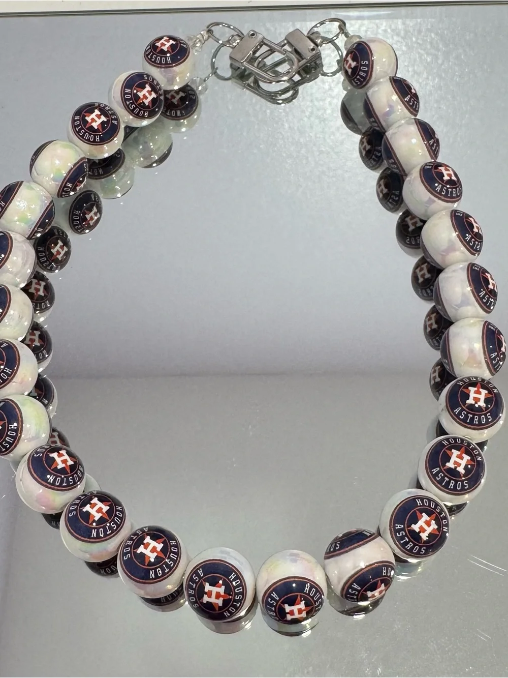 New White Houston Bead Bag Chain 18 inches